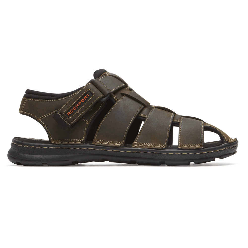 Rockport Singapore Mens Sandals - Darwyn Fisherman Slingback Brown - XB2416075